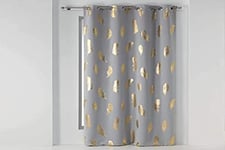 douceur d'Intérieur SWANY Polyester Curtains, Grey/Gold, 135 x 240 cm