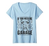 Womens Funny Dad Garage Car Funny Humor Mechanic Men V-Neck T-Shirt