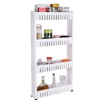 4 Tier Slim Slide Out Kitchen Bathroom Thin Storage Trolley Cart Rack Holder New