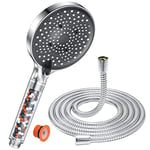 Pommeau de Duche avec tuyau 1,6M, YEAUPE PRO Pommeau de Douche Economie Deau, Pommeau de Douche Anti calcaire Grand (⌀130mm), Pommeau de Douche Haute Pression avec 6 types de jets, Chrome