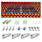 VEVOR Support de Panneau Solaire, Kit de Fixation de Panneaux Solaires avec 4 Rails 760 mm, 4 Pinces d'Extrémité, 2 Pinces Légères, pour Toit en Métal, Toit en Béton, Toit en Bois, Toit en Tuiles