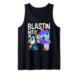 Blastin Into 4 Space Rocket 4th Children's Birthday Party Tank Top