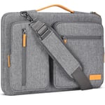 DOMISO 15,6 Pouces Sacoche Ordinateur Portable de Protection,Sac à Bandoulière Pochette Housse Imperméable Mallette Sac Messager pour 15-15,6" Dell ASUS HP Chromebook Notebook,Gris