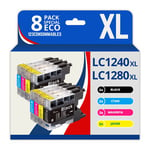 123CONSOMMABLES - LC1220/LC1240/LC1280 - Cartouches Encre Compatible avec Brother DCP-J725DW DCP-J925DW MFC-J430 MFC-J5910DW MFC-J625DW MFC-J6510DW MFC-J6910DW (2 Noir / 2 Cyan / 2 Magenta / 2 Jaune)