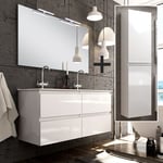Cosyneo - Ensemble meuble de salle de bain 140cm double vasque + colonne de rangement - blanc - balea - Blanc