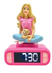 Lexibook, Mattel, Barbie Nightlight alarm clock, Sounds and Melodies, LCD Backlit screen, Luminous, Snooze, Pink