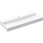 Doporro Lavabo Suspendu avec Bonde Vasque à Poser Blanc 120x46x11cm Lave Mains Rectangulaire Colossum19