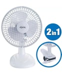 2 in 1 6” Inch Clip On Silent Portable Home Office Desk Cooling Cool Fan New