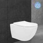 WC suspendu sans rebord - ML-Design - Nano-revêtement - Blanc en céramique