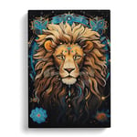 Leo Zodiac Hard Edge Painting Art Canvas Print for Living Room Bedroom Home Office Décor, Wall Art Picture Ready to Hang, 30x20 Inch (76x50 cm)