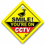 Smile You're On CCTV Car Sign, Camera Car Sign, Car Security Sign, Dash Cam Sign