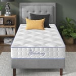 Yidatong - Matelas 90x190 cm + Drap housse 100% coton gris - Blue Latex -Mousse ondulée confortable - Mémoire de forme - 7 Zones - Ép 24cm