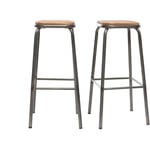 Miliboo - Tabourets de bar empilables noir et bois foncé H77.5 cm (lot de 2) memphis