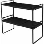 Hofuton Étagère de rangement sous evier rétractable, Étagère extensible pour placard cuisine comptoir, 36-602136.5cm, noir