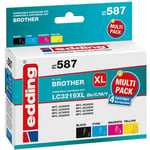 Edding Encre remplace Brother LC3219XL Bk/C/M/Y compatible pack bundle noir, cyan, magenta, jaune EDD-587 18-587