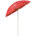 Goplus - Parasol de Jardin de Paille en pp 175Dx160H-Parasol Pliant Exotique Inclinable avec Bord Drapé/8 Baleines pour Jardin/Patio,Rouge