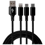 Maplin USB-A to 3 in 1 Multi Charging Cable USB-C/ Lightning Micro USB