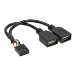 InLine 33440M Câble Adaptateur à 2 Prises Femelles A vers Prise mâle USB 2.0 1 pièce