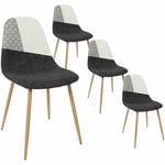 Altobuy - filla - Lot de 4 Chaises Noires Blanches et Motif Strié