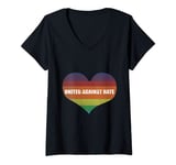 Womens United Against Hate LGBT Pride V-Neck T-Shirt