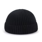 YuanBo Wu Chapeau tricoté décontracté Version coréenne de l'automne et de l'hiver, Chapeau de Laine, Bonnet de Melon, Bonnet Chaud for Hommes et Femmes. (Color : Black, Size : Adult)