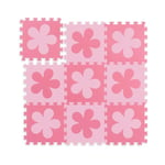 Relaxdays Tapis Puzzle Fleurs, 9 pièces Enfants bébés, Mousse EVA, sans polluants, Surface Jeu 91,5 x 91,5 cm, Rose