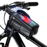 Faireach Bike Handlebar Bag with Mobile Phone Holder, Bicycle Frame Top Tube Pouch, Waterproof Cycle Cell Phone Mount with Touch Screen Window, for iPhone Samsung Smart Phone up to 6.8''