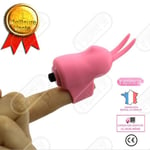 LSC® Finger Sleeve Vibrator Rabbit Ear Temptation Sexleksaker för kvinna G Spot Finger Massage Kvinnlig Onani - Röd