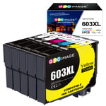 GPC Image Compatible Ink Cartridges Replacement for Epson 603 603XL for Workforce WF-2810dwf 2830dwf 2835dwf 2850dwf XP-3100 XP-4100 XP-2100 XP-2105 XP-3105 XP-4105(Black Cyan Magenta Yellow, 5-Pack)