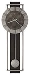 Howard Miller Cass City Wall Clock II 549-544 – Rectangular Aged Silver Metal Frame with Satin Ebony Panel Home Decor, Pendulum & Quartz Movement