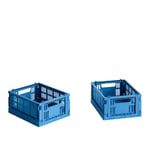 HAY - Colour Crate Mini Set of 2 Electric Blue - Koreja ja laatikoita - Sininen - Muovi