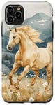 Coque pour iPhone 11 Pro Max Aquarelle Running Palamino Horse in Meadow