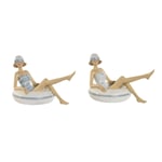 Decorative Figure Home ESPRIT White Sky blue Mediterranean 17,5 x 10 x 10,5 c