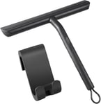 Shower Squeegee for Shower Door Silicone Squeegee Shower Cleaner with Hook Black