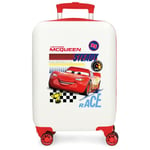 Disney Joumma Cars Lets Race Cabin Luggage Suitcase, Rigid ABS Side Combination Lock, 4 Wheels, Double Luggage, Hand Luggage, White, Suitcase