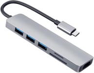 Hub USB, 4 ports USB ultra fin, portable, répartiteur pour iMac Pro, MacBook Air, Mac Mini/Pro, Surface Pro, notebook, lecteurs USB et disque dur mobile (Type C 6 en 1)