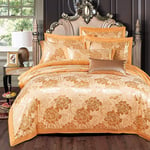 N\C Bedding Set Duvet Covers Full Queen Size Comforter Set Duvet Cover Sets Cotton Double Duvet Covers Set White King Size Gold Double Duvet Covers Set Silk Cotton Satin Jacquard Double Bed