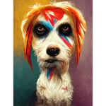 Doppelganger33 LTD Aladdin Sane Ziggy Stardust Terrier Dog Fun Quirky Painting Large Wall Art Poster Print Thick Paper 18X24 Inch