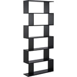 Bibliothèque étagère zig zag design contemporain 80L x 23l x 192H cm 6 niveaux noir