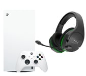 Microsoft Xbox Series X Digital Edition (1 TB, White) & CloudX Stinger Gaming Headset (Black) Bundle, Black