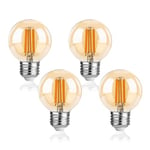 FLSNT Edison Ampoule LED E27, G60 Rétro LED Filament Ampoule E27 Vintage, 7W (équivalent 60W), 806LM Blanc Chaud 2700K, Non-Dimmable, Verre ambré, Lot de 4