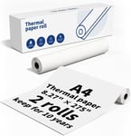 M08F Papier Thermique A4 Pour Imprimante Thermique M08F,Compatible Avec M08F,Imprimante Portable M832 M833 Papier Thermique À Séchage Rapide Pour Imprimante M08F,210mm*6.5m,2 Rouleaux