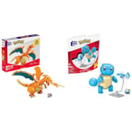 MEGA Pokémon Figurine Action Dracaufeu 20cm, Jeu De Briques De Construction & Pokémon Figurine Action Carapuce 12 cm, Jeu De Briques De Construction pour Enfants Et Adultes, Modèle Pokémon