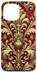 Coque pour iPhone 13 Pro Max Motif baroque rouge et beige royal