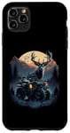 Coque pour iPhone 11 Pro Max Cerf avec VTT et coucher de soleil de montagne rétro années 70 aventure en plein air