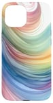 Coque pour iPhone 15 Aquarelle minimaliste abstrait pastel coloré arc-en-ciel vague