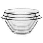 Bormioli Rocco 3 Piece Mr Chef Glass Nesting Bowls Set Cooking  3 Sizes Clear