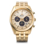 Orient Stretto Solar Chronograph Champagne Dial Gold Colour Strap Men’s Watch