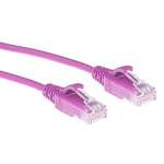 ACT Câble réseau CAT6, U/UTP LSZH - Câble LAN fin 3,8 mm - Câble Ethernet flexible sans accroc avec fiche RJ45 - Pour une utilisation dans les centres de données, 3 m - Rose - DC9403