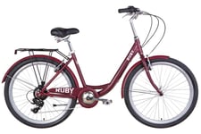 Polkupyörä Davi Ruby, alumiini, 26″, 7 vaihdetta, 150-175 cm, punainen